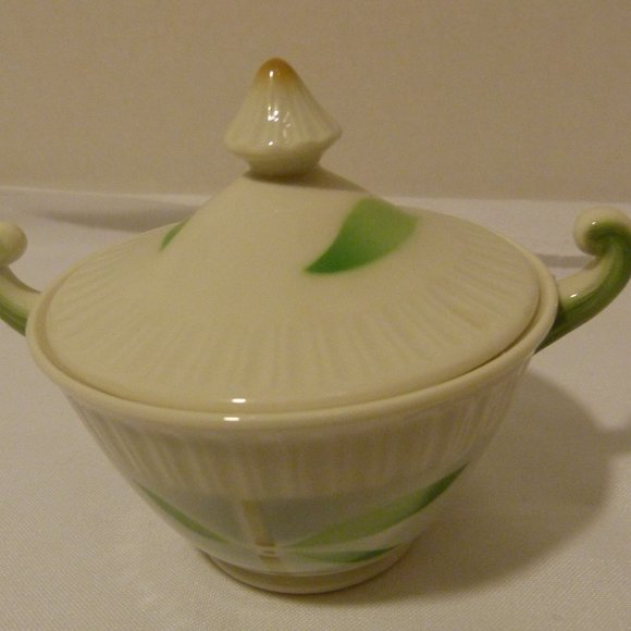 SYRACUSE China Made in USA "Shelledge Bamboo" Sugar Bowl With Lid - Picture 2 of 11